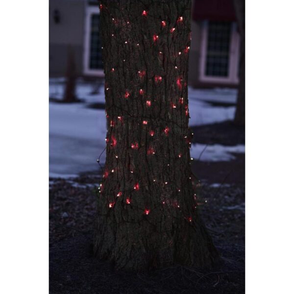 Northlight 2 ft. x 8 ft. Red Mini Net Style Tree Trunk Wrap Christmas Lights with Brown Wire