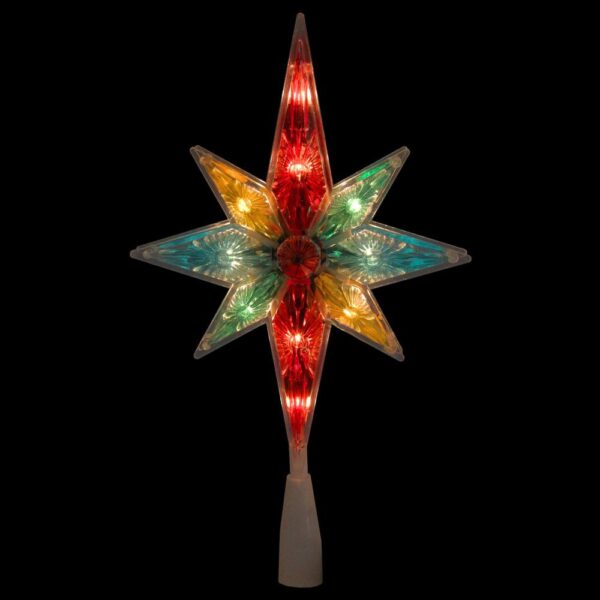 Northlight 10.75 in. Multi-Color Faceted Star of Bethlehem Christmas Tree Topper - Clear Lights