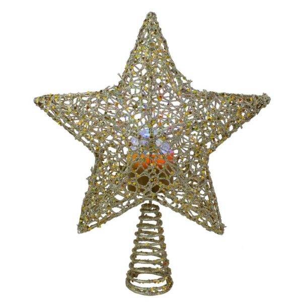 Northlight 13 in. LED Lighted Gold Star with Rotating Projector Christmas Tree Topper