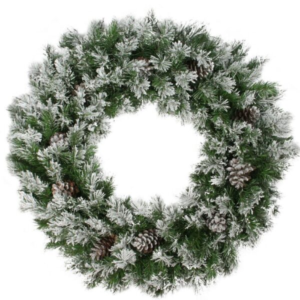 Northlight 36 in. Flocked Angel Pine with Pine Cones Artificial Christmas Wreath