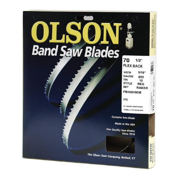 Olson Saw 70-1/2 in. L x 3/16 in. with 10 TPI High Carbon Steel with Hardened Edges Band Saw Blade