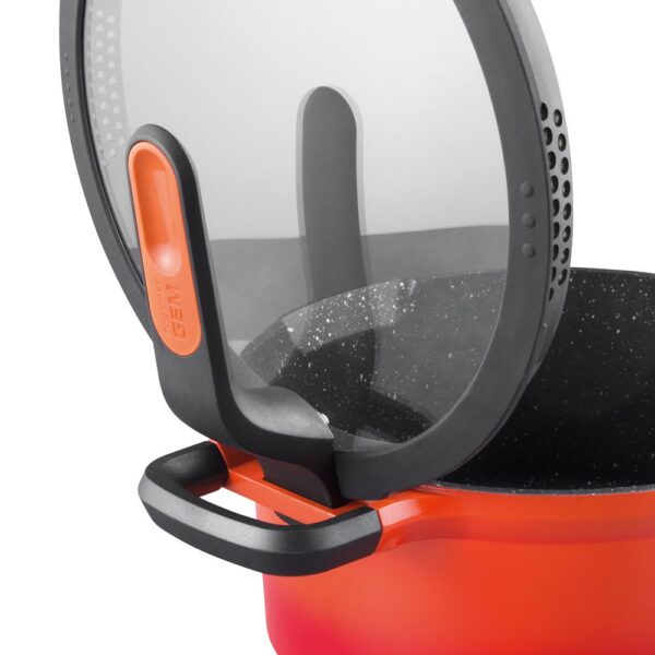 BergHOFF GEM Stay Cool 3 qt. Cast Aluminum Nonstick Casserole Dish in Orange with Glass Lid