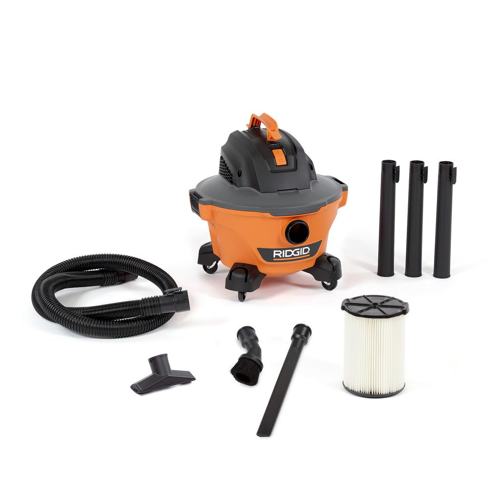 RIDGID 6 Gal. 3.5-Peak HP NXT Wet/Dry Shop Vacuum with Filter, Hose, Wands,  Utility Nozzle, Crevice Tool and Dusting Brush – Monsecta Depot
