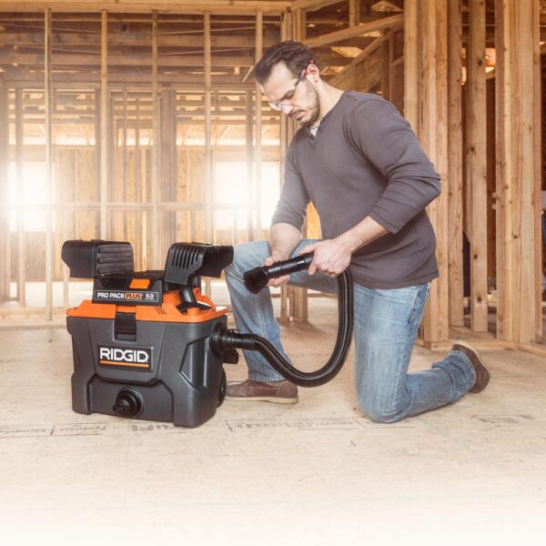 RIDGID 10 Gal. 5.0-Peak HP ProPack Plus Wet/Dry Shop Vacuum with Filter, Expandable Hose and Accessories