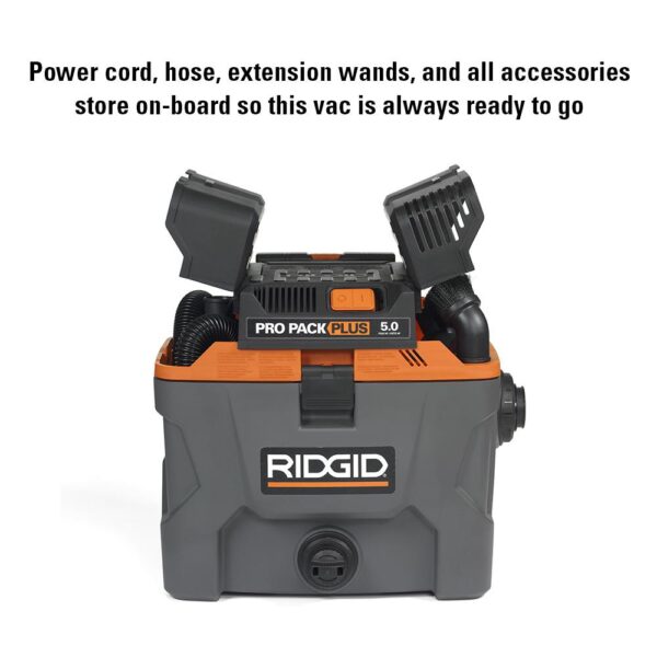 RIDGID 10 Gal. 5.0-Peak HP ProPack Plus Wet/Dry Shop Vacuum with Filter, Expandable Hose and Accessories