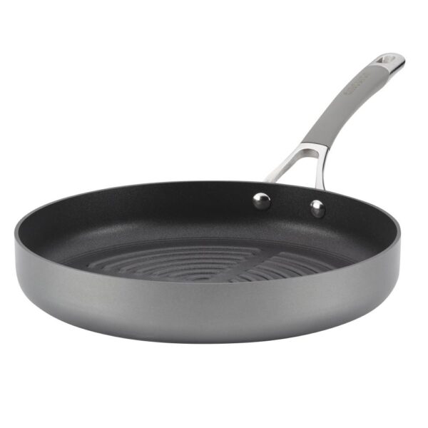 Circulon Elementum 11 in. Hard-Anodized Aluminum Nonstick Grill Pan in Oyster Gray