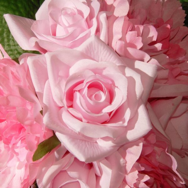 National Tree Company 12.2 in. Mixed Pink Rose and Peony Bouquet