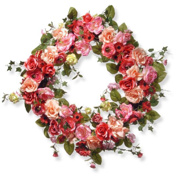 National Tree Company 32 in. Mixed Rose Spring Wreath