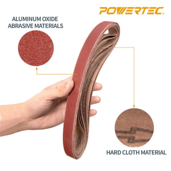 POWERTEC 1 in. x 42 in. 240-Grit Aluminum Oxide Sanding Belt (10-Pack)