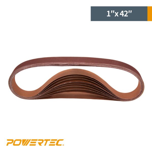 POWERTEC 1 in. x 42 in. 240-Grit Aluminum Oxide Sanding Belt (10-Pack)