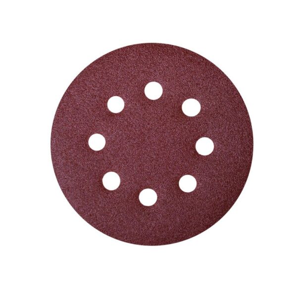 POWERTEC 5 in. 240-Grit Aluminum Oxide Hook and Loop 8-Hole Disc (25-Pack)