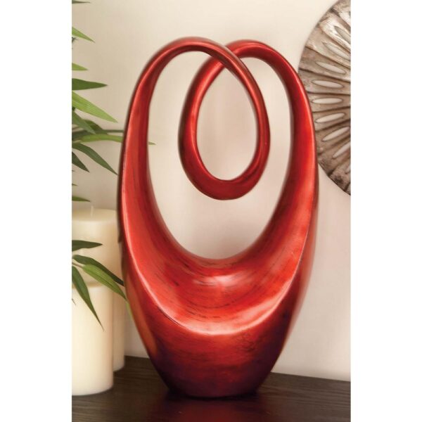 LITTON LANE 20 in. x 11 in. Decorative Abstract Sculpture in Red Polystone