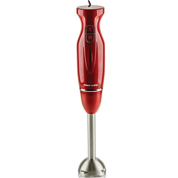 Ovente Immersion Blender, Stainless Steel Blades, 300W Multipurpose Hand Mixer, 2-Speed Settings, Red (HS560R)