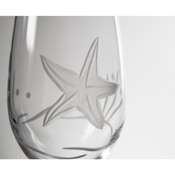 Rolf Glass Starfish 17 oz. Clear Stemless Wine Tumbler (Set of 4)