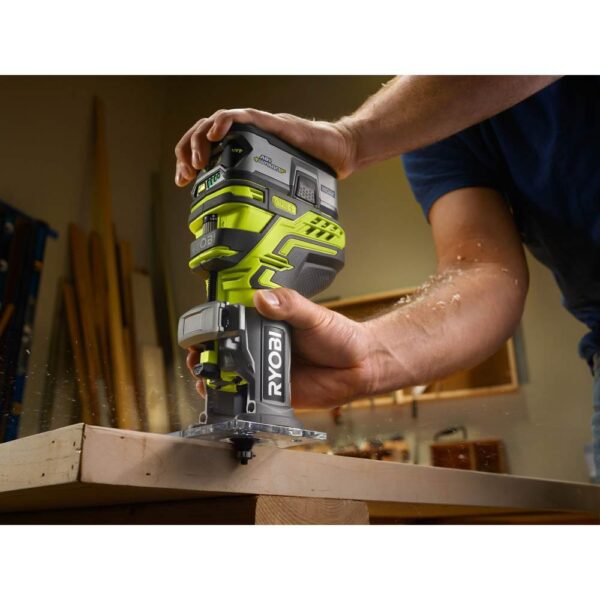RYOBI 18-Volt ONE+ Cordless Fixed Base Trim Router with Tool Free Depth Adjustment with 2.0 Ah Battery and Charger Kit