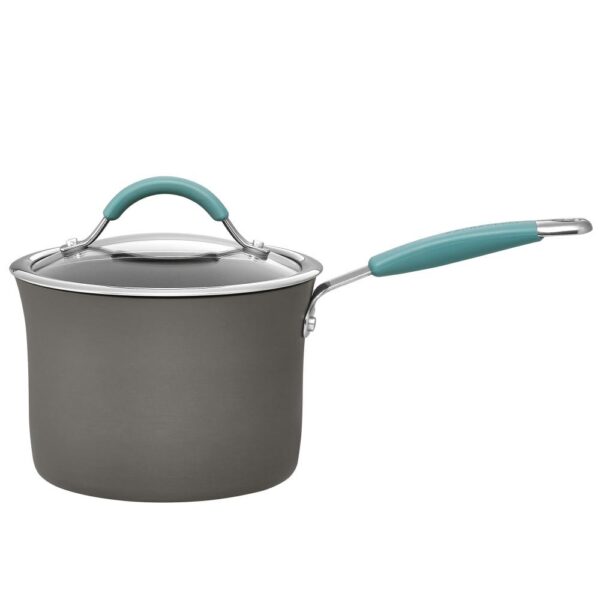 Rachael Ray Cucina 3 qt. Aluminum Nonstick Sauce Pan in Agave Blue with Glass Lid
