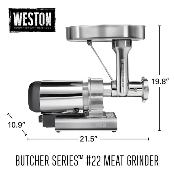 Weston Butcher Series #22 1 HP Electric Meat Grinder with Sausage Stuffing Kit