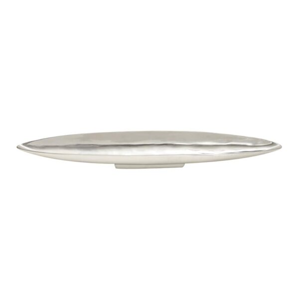LITTON LANE 36 in. x 3 in. Polished Silver Aluminum Canoe-Shaped Bowled Tray