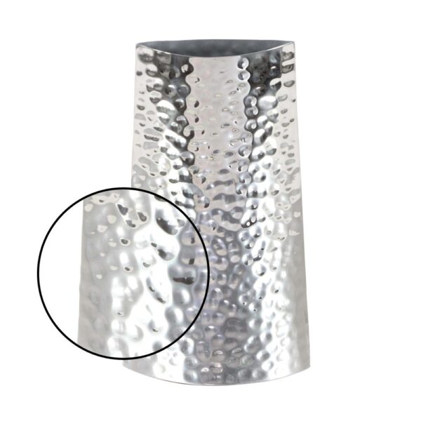 LITTON LANE 14 in. Hammered Stainless Steel Decorative Vase in Silver