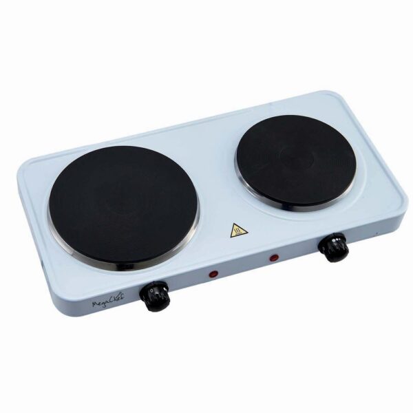 MegaChef Portable 2-Burner 7.25 in. Sleek White Hot Plate with Temperature Control