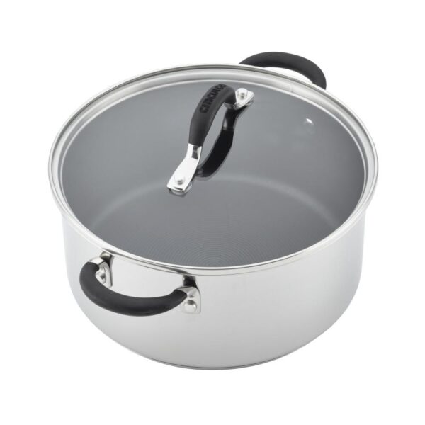 Circulon Momentum 5 qt. Round Stainless Steel Nonstick Dutch Oven with Glass Lid