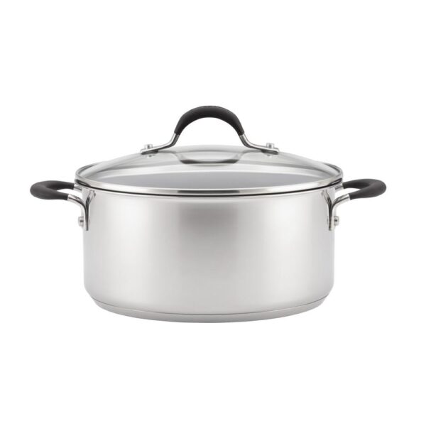Circulon Momentum 5 qt. Round Stainless Steel Nonstick Dutch Oven with Glass Lid