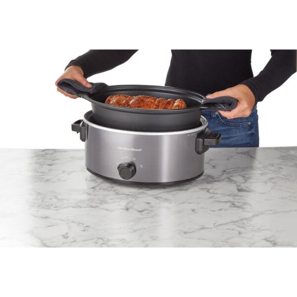Hamilton Beach Stovetop Sear and Cook 6 qt. Gray Slow Cooker