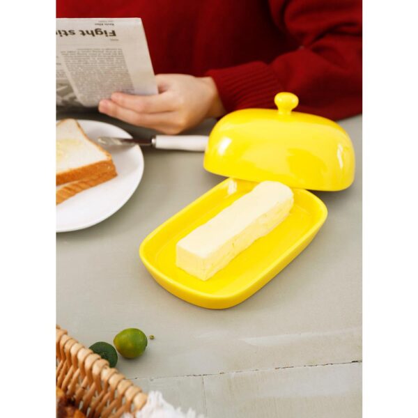 Sweese Porcelain Cute Butter Dish with Lid - Yellow, Set of 1