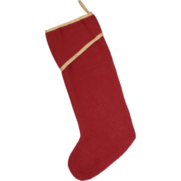 VHC Brands 20 in. Cotton/Nylon Revelry Brick Red Traditional Christmas Decor Stocking
