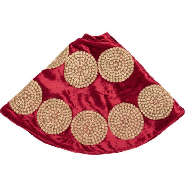 VHC Brands 21 in. Red Memories Glam Christmas Decor Mini Tree Skirt