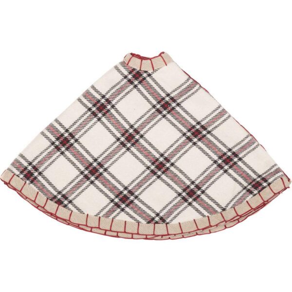 VHC Brands 21 in. Amory Ivory White Farmhouse Christmas Decor Mini Tree Skirt