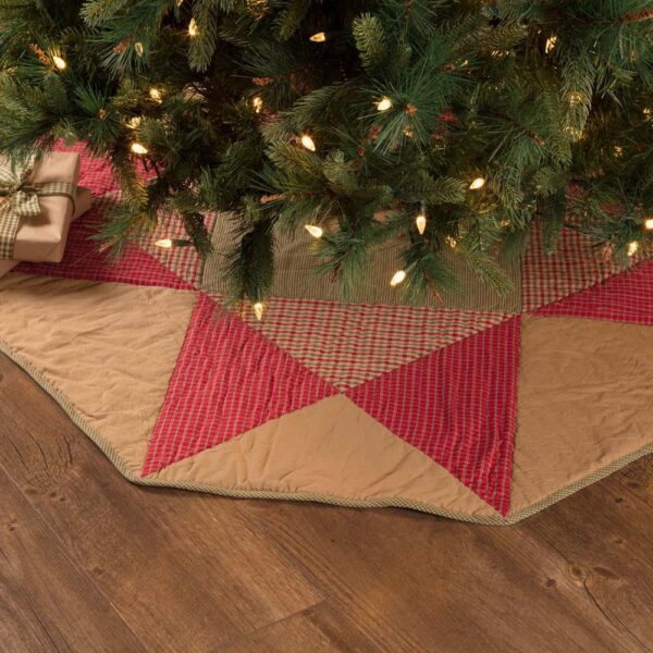 VHC Brands 48 in. Dolly Star Natural Tan Primitive Christmas Decor Tree Skirt