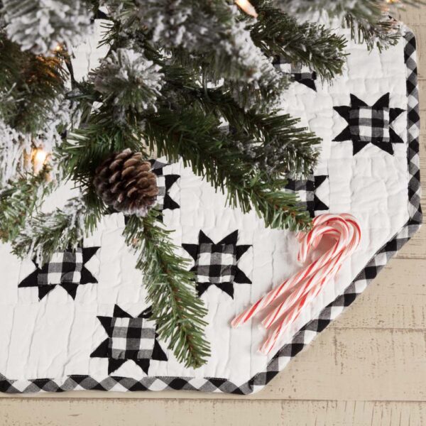VHC Brands 21 in. Black Emmie Farmhouse Christmas Decor Patchwork Tree Skirt