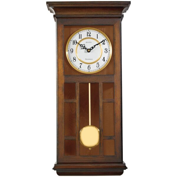 Bulova 24 in. H x 11.5 in. W Pendulum Chime Wall Clock