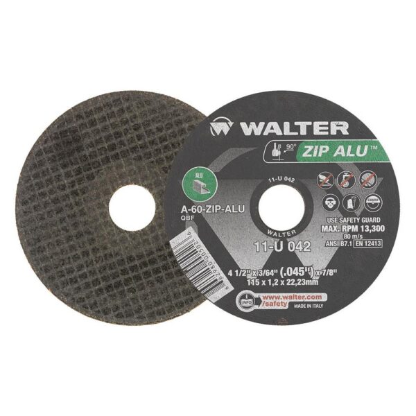 WALTER SURFACE TECHNOLOGIES ZIP ALU 4.5 in. x 7/8 in. Arbor x 3/64 in. T1 Cutting Wheel for Aluminum (25-Pack)