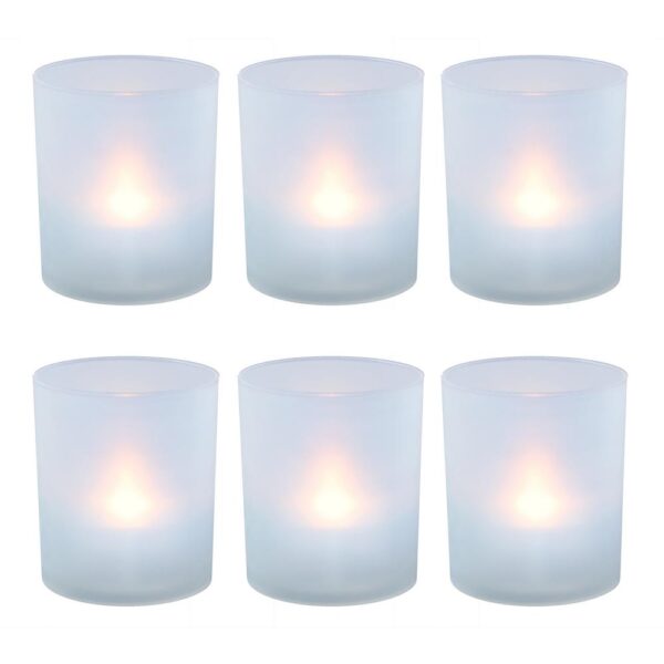 LUMABASE Flameless Votive Candles 2.25 in. Warm White Plastic Frosted Holders (6 Count)