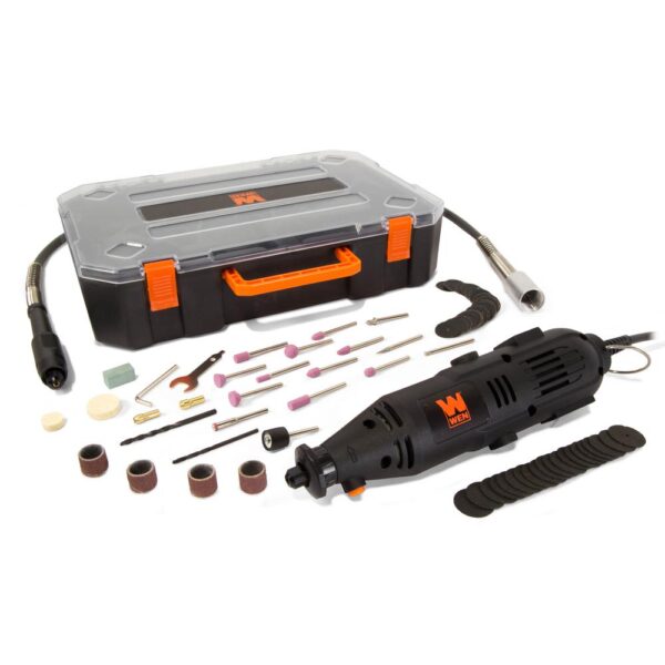 WEN 1 Amp Variable Speed Rotary Tool with 100+ Accessories, Carrying Case and Flex Shaft