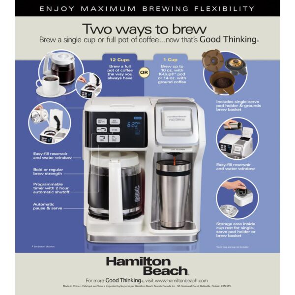 Hamilton Beach 12-Cup White FlexBrew 2-Way Coffee Maker