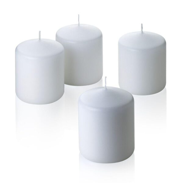 Light In The Dark 3 in. x 3 in. Unscented White Pillar Candles (4-Count)