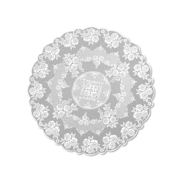 Heritage Lace Victorian Rose Round White Polyester Tablecloth