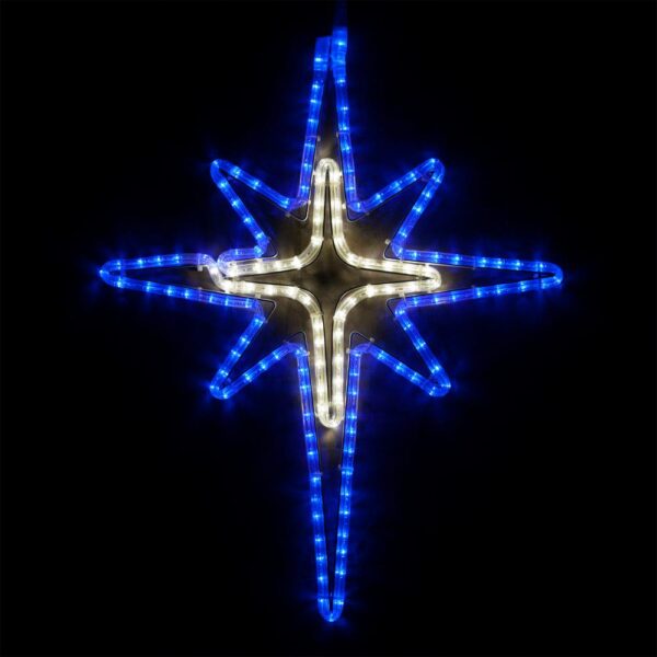 Wintergreen Lighting 28 in. 149-Light LED Blue and Cool White Bethlehem Star with Cross Center
