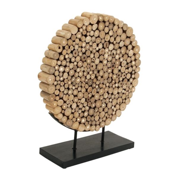 LITTON LANE Round Teak Wood Stump Sculpture