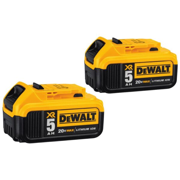 DEWALT 20-Volt 1/2 Gal. MAX Lithium-Ion Wet/Dry Portable Vacuum with Premium Battery Pack 5.0 Ah (2-Pack), Charger and Kit Bag